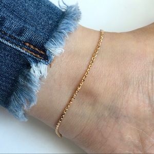14K Solid Gold Thick Cable Chain Anklet 10.5"